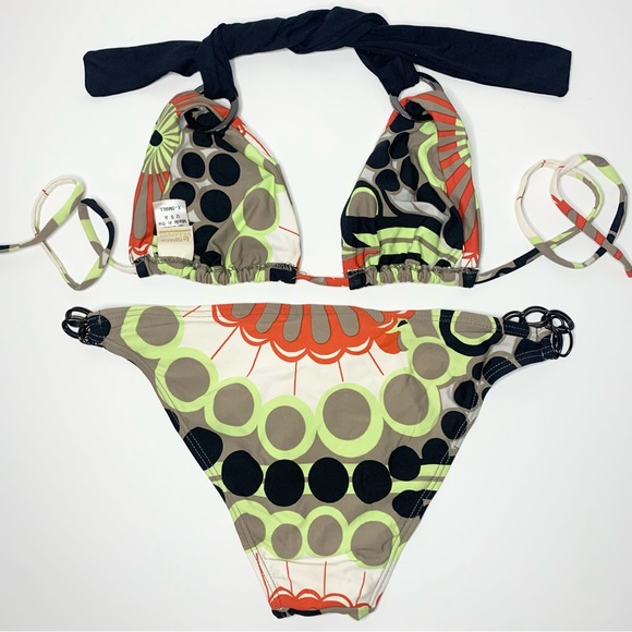L*Space | Circle Pattern Triangle Bikini & Bottom w/ Dark Gray Hardware - XS/S - Picture 5 of 7